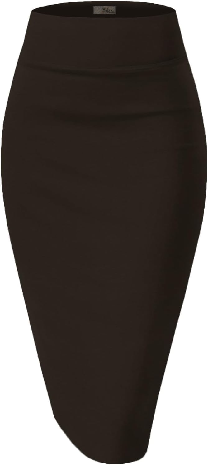 Women's High Waist Pencil Skirt - Premium Stretch Ponte Business Professional Below Knee