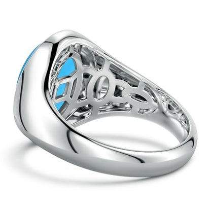 Angara Natural Oval 4.82 ct Turquoise Men’s Signet Ring in Sterling Silver for Men (Size-14x11mm) | December Birthstone Jewelry | Ring Size-10.5 mm