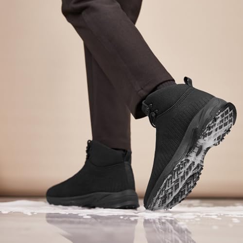 SHULOOK Non Slip Work Boots for Men Slip Resistant Lightweight Kitchen Chef Shoes for Restaurant Food Service Comfy Working Shoe Ankle Support Mesh Walking Footwear Black 11