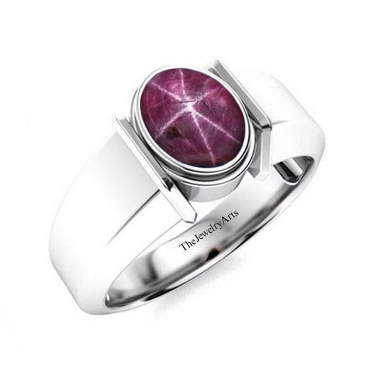 TheJewelry Arts Man Star Ruby Ring, Wedding Ring, Natural Star Ruby Ring, 925 Silver Ring, Stackable Ring, Birthstone Ring, Anniversary Gift Ring