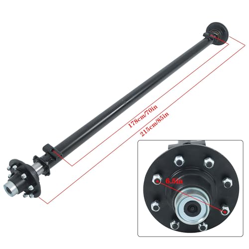 Thomletha 7000lbs Capacity Trailer Axle 8 Lug-6.5 Trailer Axle 85 Hub Face 70 Spring Center