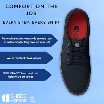 Shoes For Crews Unisex Slip-Resistant Work Sneakers – Comfortable, Lightweight, Water-Resistant & Non-Slip Work Shoes - Ideal for Men & Women in Hospitality, Retail, Food Service & More - Merlin, Size 8