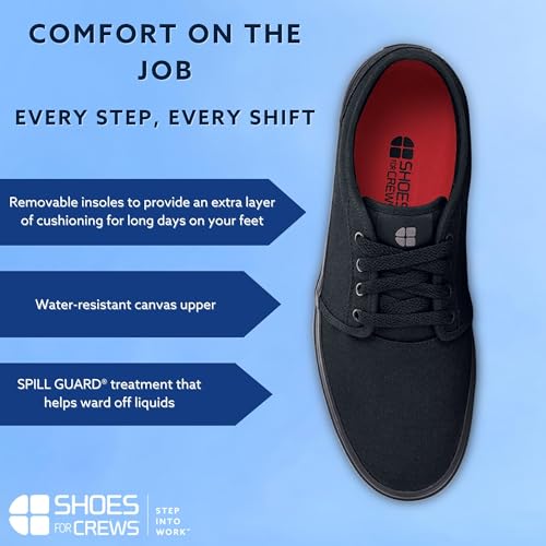 Shoes For Crews Unisex Slip-Resistant Work Sneakers – Comfortable, Lightweight, Water-Resistant & Non-Slip Work Shoes - Ideal for Men & Women in Hospitality, Retail, Food Service & More - Merlin, Size 8