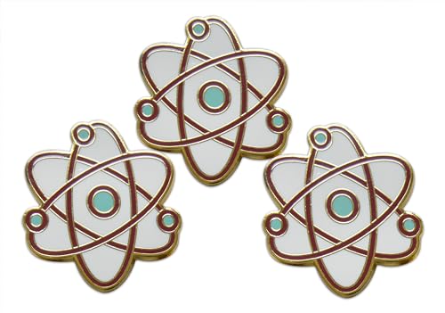 Novel Merk Science & Chemistry Icons Lapel Pin, Hat Pin & Tie Tack Set with Clutch Back (3-Chemistry Neutrons)