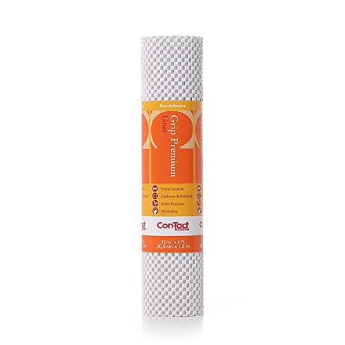 Con-Tact Brand Grip Premium Shelf Liner, Thick and Non-Adhesive Drawer Liner, Multi-Purpose and Easy to Use, 12" x 4', White, Pack of 1