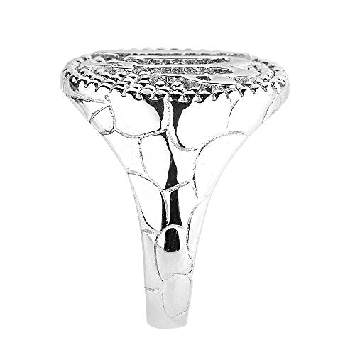 Middle Eastern Jewelry Men's Solid 925 Sterling Silver Islamic Allah Oval Ring (Size 10.25)