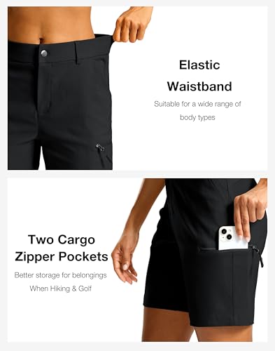 G Gradual Women's 7" Hiking Cargo Shorts Quick Dry Lightweight Golf Outdoor Work Summer Travel Shorts with Pockets(Black,M)