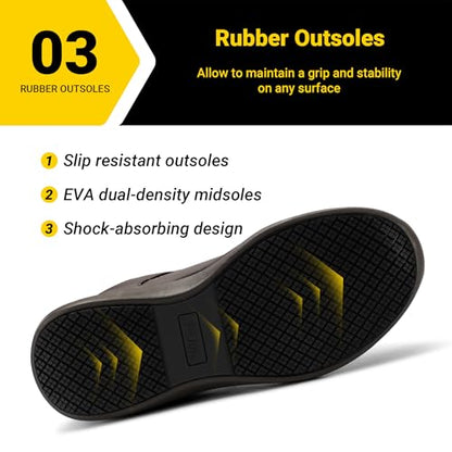 FitVille Extra Wide Steel Toe Shoes for Men, Composite Toe Work Shoes for Men, Water Resistant, Slip Resistant, Leather, Brown, 13 X-Wide