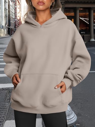 Trendy Queen Womens Oversized Hoodies Fleece Sweatshirts Fall Fashion Pullover Sweaters Winter Clothes CoffeeGrey XL