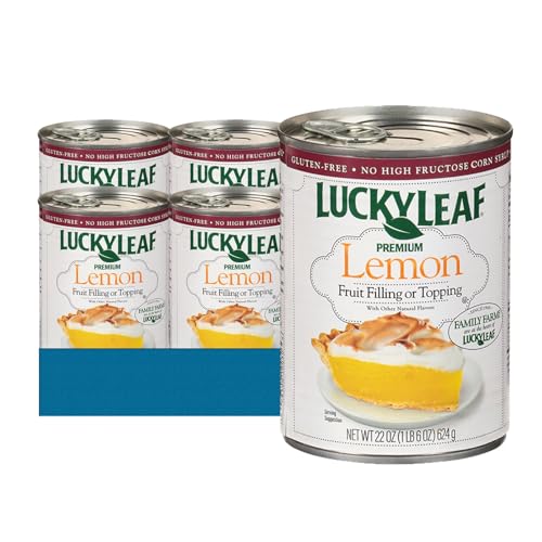 Lucky Leaf 4-Pack of Premium Pie Filling or Topping 22 oz Cans + 1 Utility Freebie by Lavinia Essentials Brand (Premium Lemon, 4 Pack)
