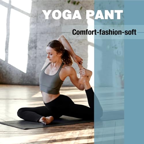 SINOPHANT High Waisted Leggings with Pockets Women, Full Length Capri Buttery Soft Stretchy Yoga Pants(Full Black,S-M)