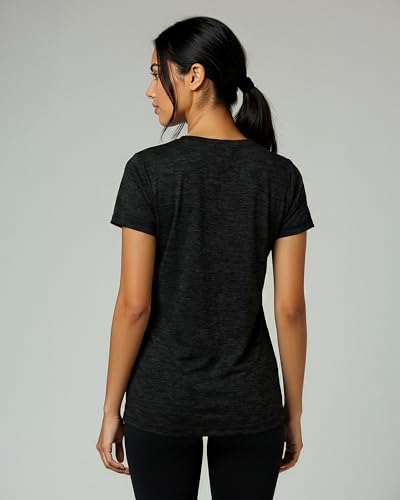 Real Essentials 5 Pack: Women's Dry-Fit Short Sleeve V Neck T Shirt Workout Fitness Yoga Top Tee, Set 1, XL