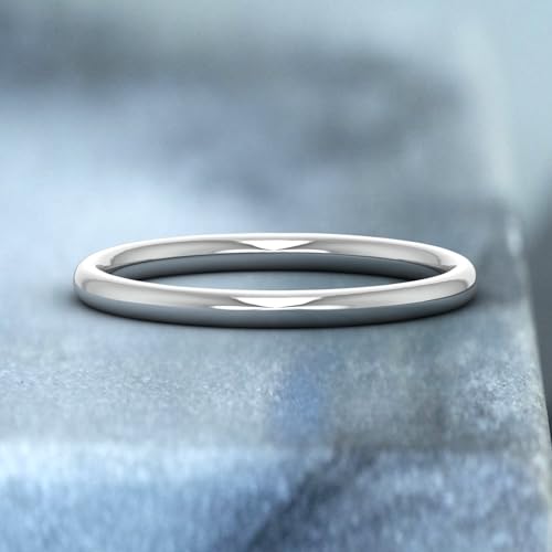 14K White Gold 2mm Plain Wedding Band (Ring Size 8.25)