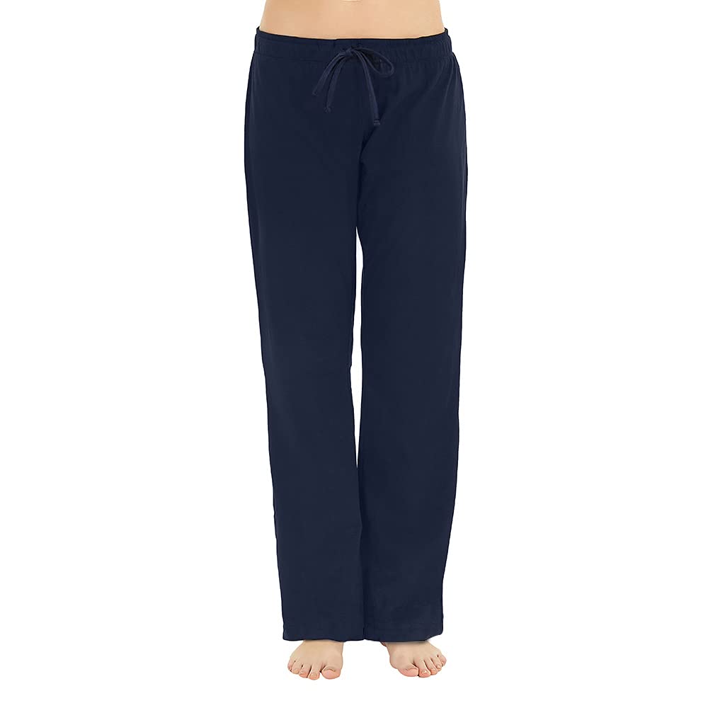 Women's Cotton Pajama Pants - Soft Comfortable Lounge Sleep Bottoms Navy
