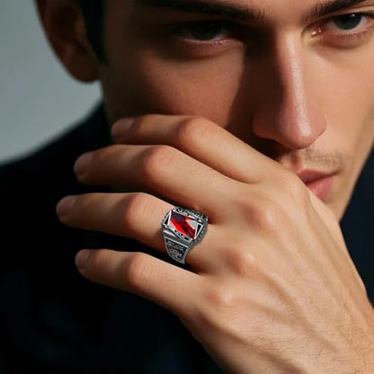 Lypic Personalized Mens Class Ring 925 Sterling Silver High School Ring Custom Graduation Rings for Men Black 4