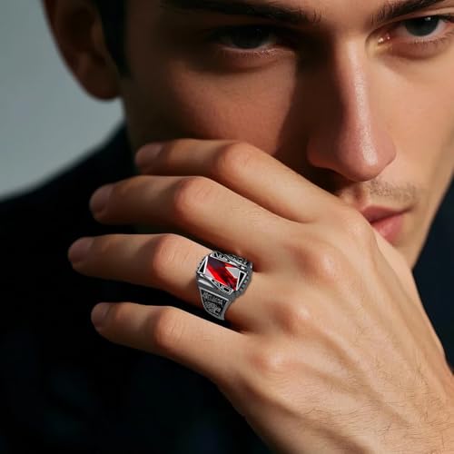 Lypic Personalized Mens Class Ring 925 Sterling Silver High School Ring Custom Graduation Rings for Men Black 4