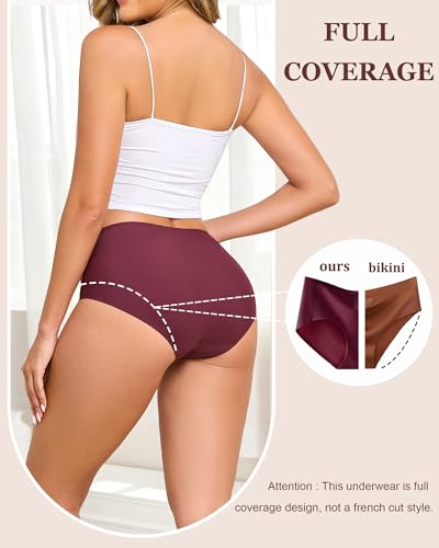 FINETOO 6 Pack Womens Seamless Underwear Full Coverage No Show Hipster Panties Sexy Stretchy Briefs Lingerie Sleep & Lounge