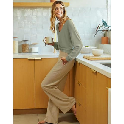 NEW YOUNG 3 Pack Women's Wide Leg Pants with Pockets High Waist Loose Sweatpants Casual Lounge Yoga Workout Palazzo