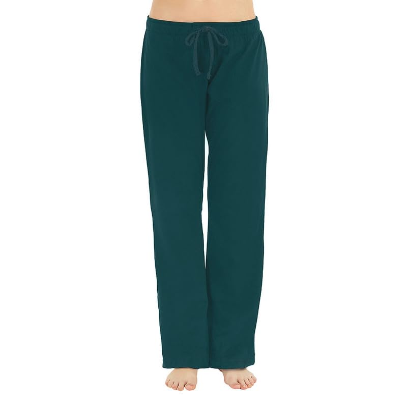Women's Cotton Pajama Pants - Soft Comfortable Lounge Sleep Bottoms Teal Blue