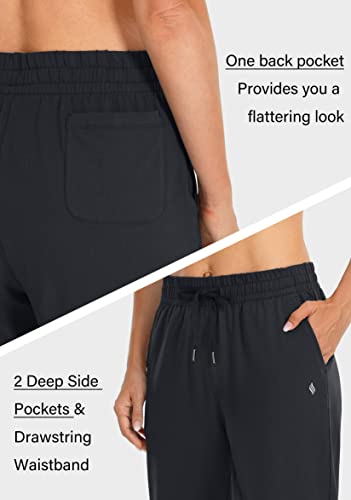 SANTINY Women's Cotton Sweatpants Yoga Lounge Casual Pants Open Bottom Sweat Pants for Women with Pockets (Black_M)