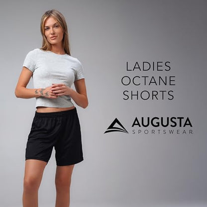 Augusta Sportswear Ladies' Octane Workout Shorts - 7 Inch Inseam Gym Athletic Attire for Women, Black, X-Large
