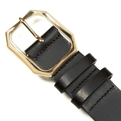Lucky Brand High Shine Buckle Belt - Black - XL
