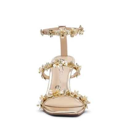 Betsey Johnson Women's Lorra Heeled Sandal, Light Gold, 10 M