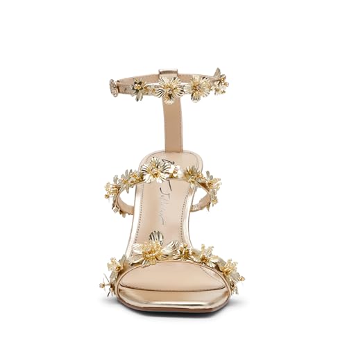Betsey Johnson Women's Lorra Heeled Sandal, Light Gold, 10 M