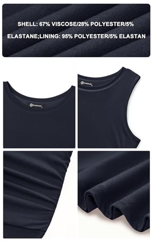 PRETTYGARDEN Womens Spring Dresses 2026 Casual Sleeveless Crewneck Aline Maxi Dress Stretch Tank Flowy Long Dresses (Navy, Small)