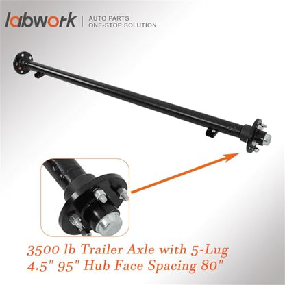 labwork 3500 lb Trailer Axle with 5-Lug - 4.5 61 Hub Face Spacing 46 Spring Center 48 Wide Frame - Durable Straight Steel Tube - Ideal for Multiple Vehicle Models