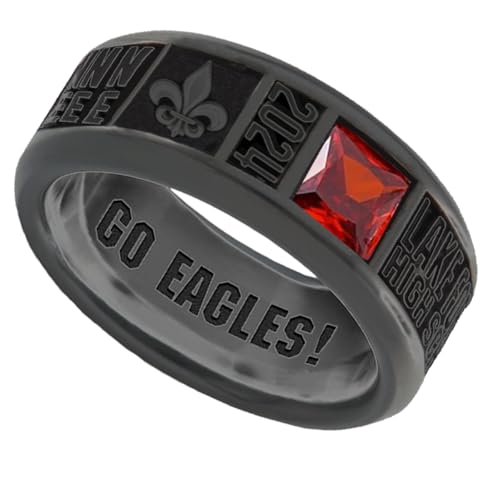 Lypic Custom Band Class Ring 925 Sterling Silver High School Class Ring Graduation Rings for Men (Style-2)