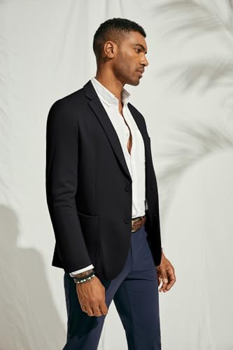 PJ PAUL JONES Mens Casual Blazer Notch Lapel 2 Buttons Sport Coats Suit Jacket for Wedding Black XL