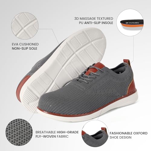 Furuian Steel Toe Shoes for Men Safety Shoes for Men Casual Dress Work Sneakers Lightweight Steel Toe Work Sneakers Comfortable Safety Tennis Oxfords Dark Grey