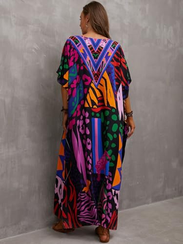 Kaftan Dresses for Women Plus Size Bathing Suit Cover up Caftan Maxi Beach Dresses Dark Purple