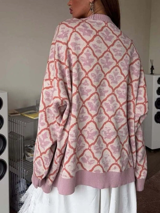 Letter Round Neck Long Sleeve Sweater