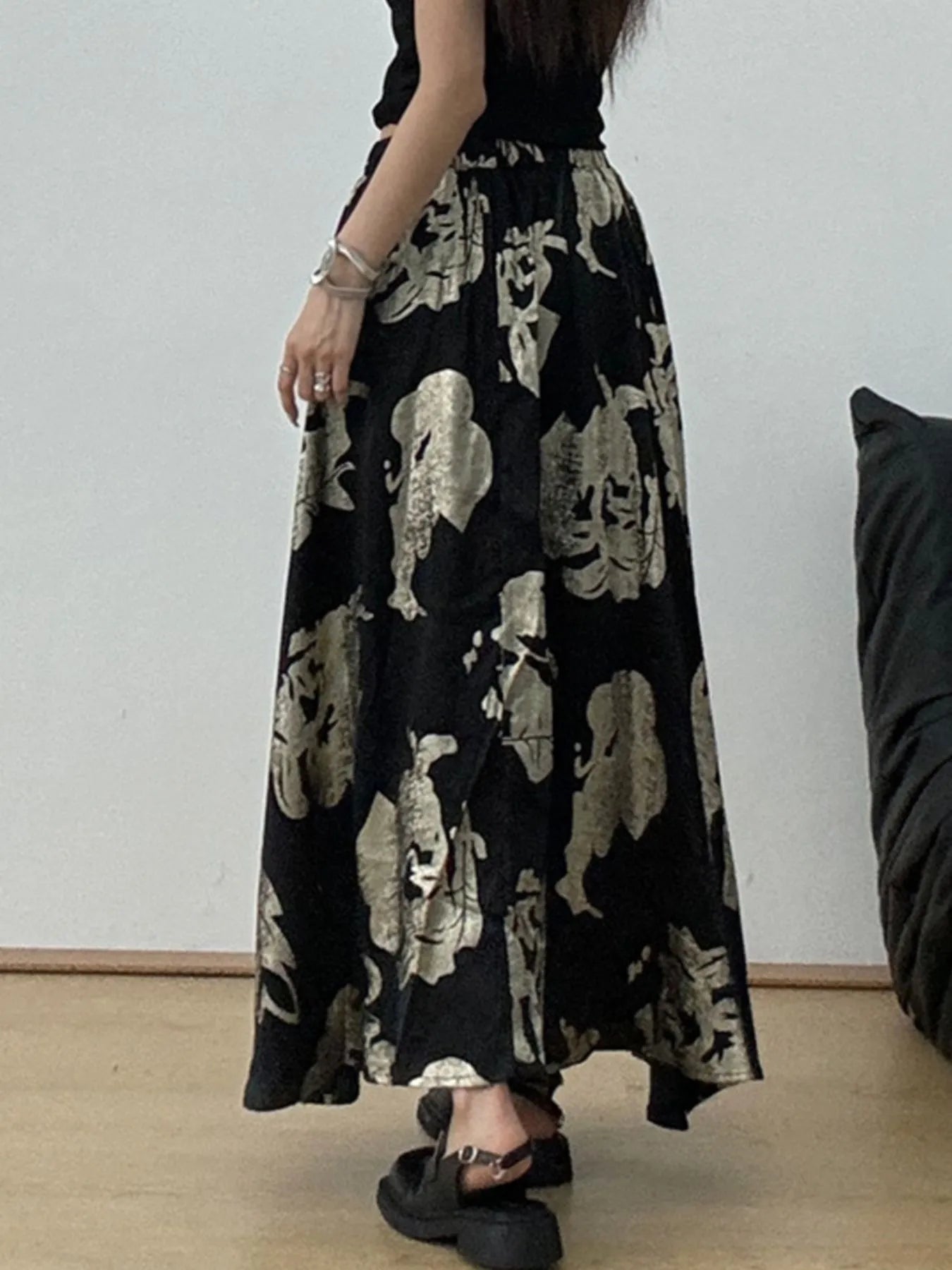 Printed Wide Leg Skirt