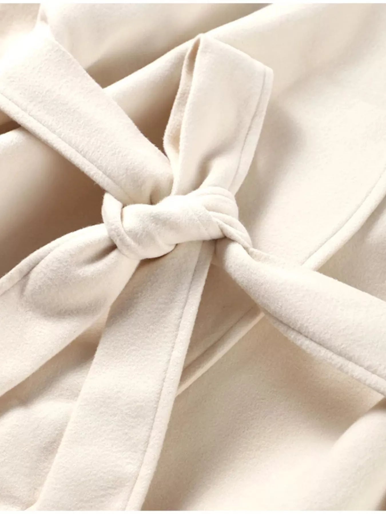 Surplice Tie Waist Dropped Shoulder Outerwear