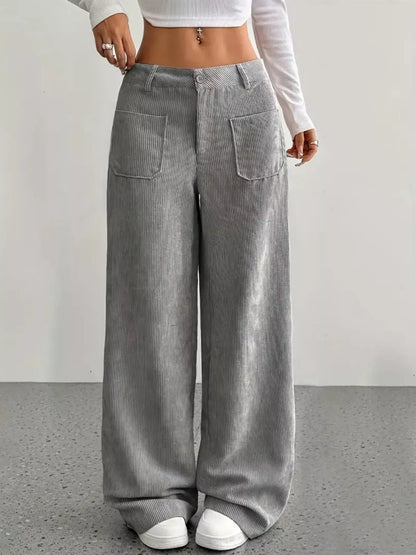 Wide Leg Corduroy Pants Grey