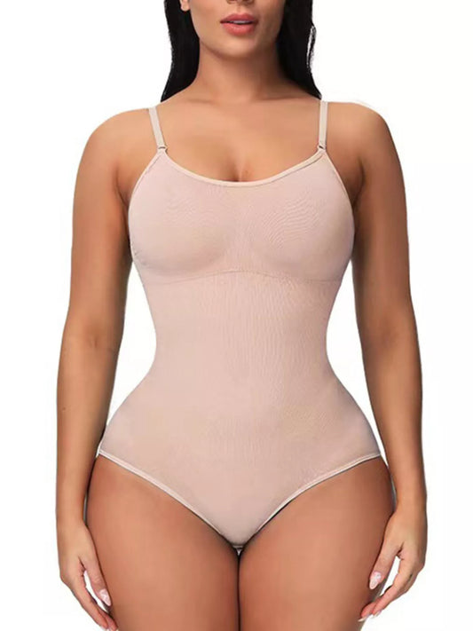 Full Size Seamless Scoop Neck Shaping Bodysuit Plus Size Eggshell