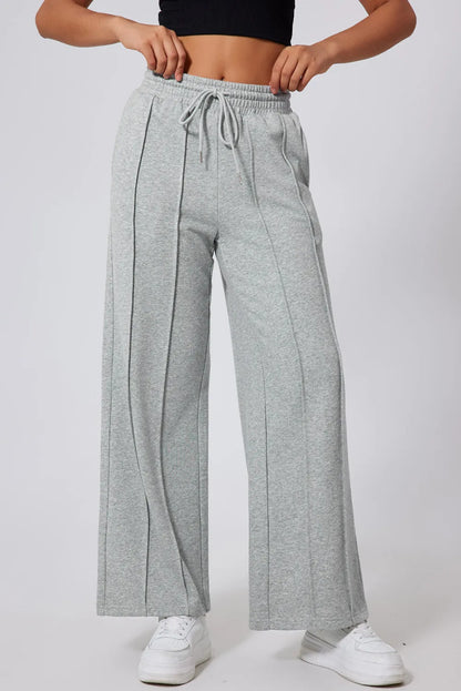 Drawstring Wide Leg Active Pants Gray