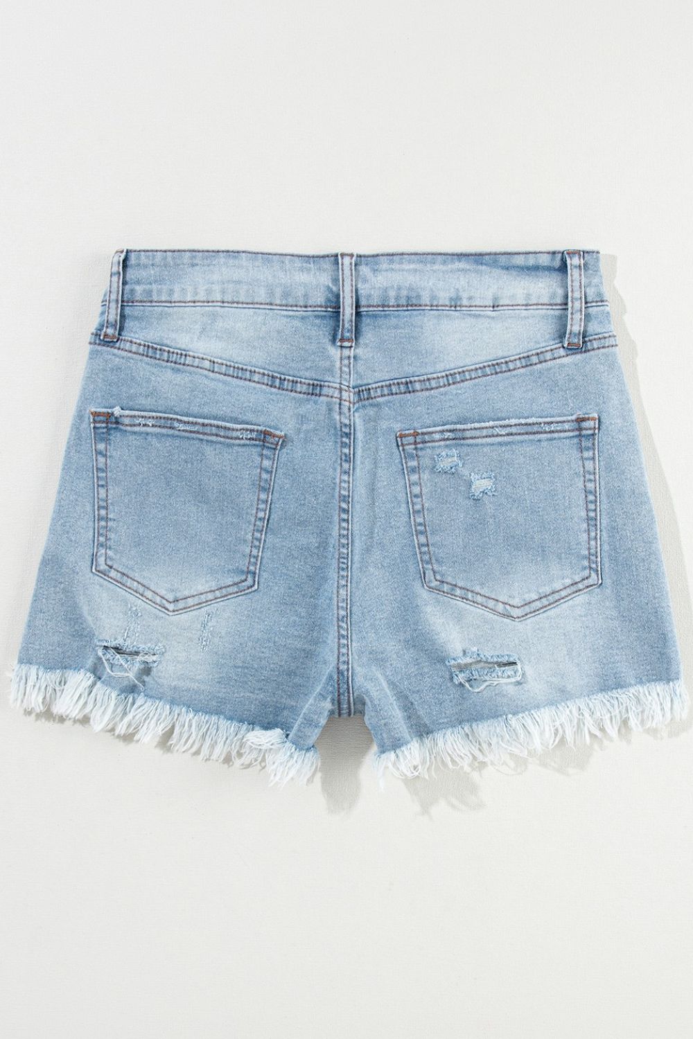 Distressed Raw Hem High Waist Denim Shorts