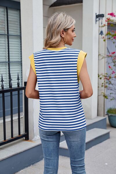 Contrast Striped Round Neck T-Shirt