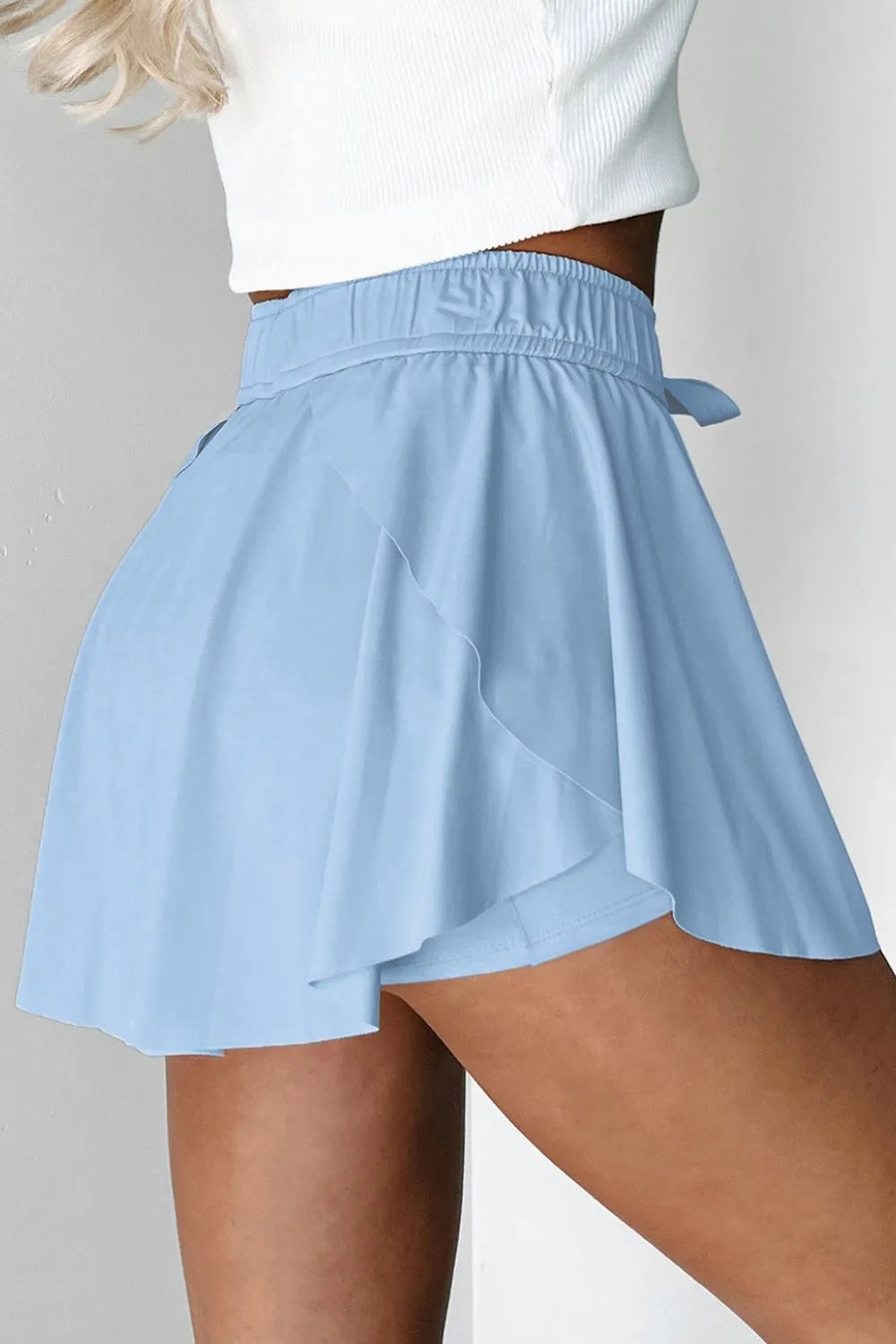 Drawstring High Waist Lined Active Skorts