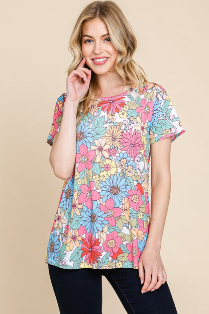 BOMBOM Floral Short Sleeve T-Shirt Floral