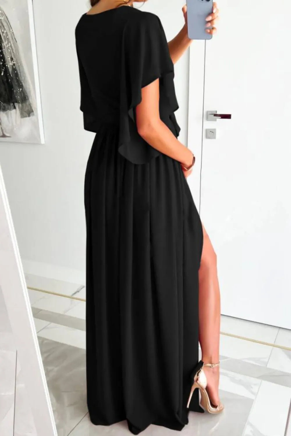Surplice Flutter Sleeve Maxi Dress