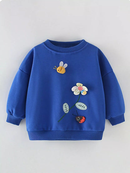 Children's Floral Applique Crew Neck Sweatshirt