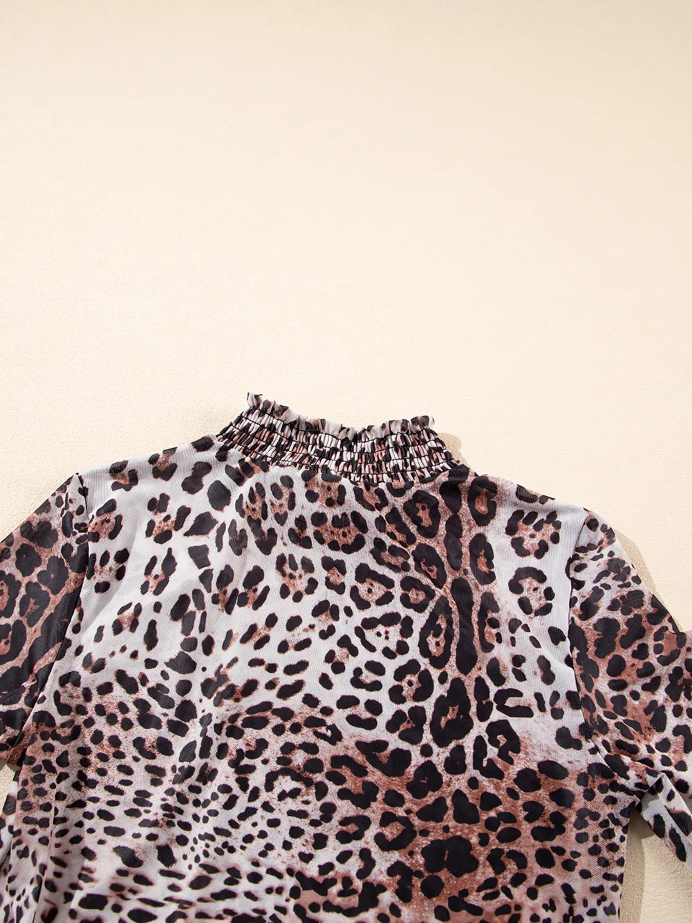 Leopard Print Long Sleeve Mock Neck Bodysuit
