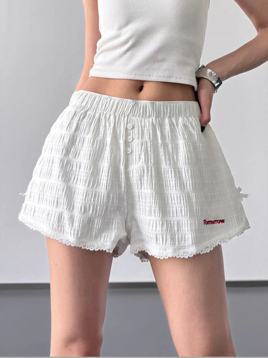 Elastic Waist Shorts White