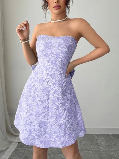 Bow Back Tube Mini Dress Lavender