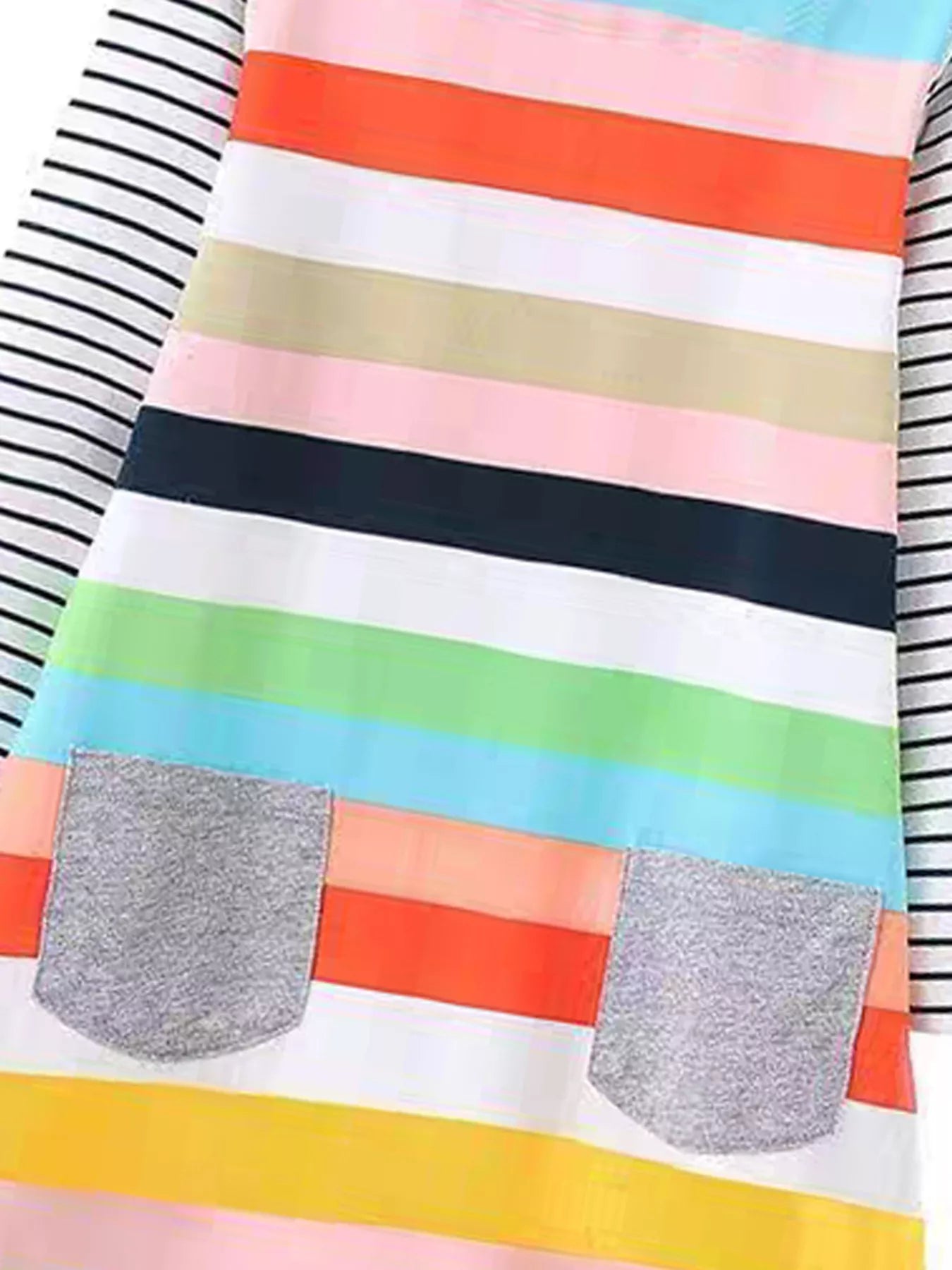 Children's Colorful Striped Long Sleeve Casual Dress